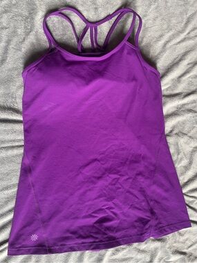 Athleta Purple Strappy Tank Top with Built in Bra & Removable Pads Size M